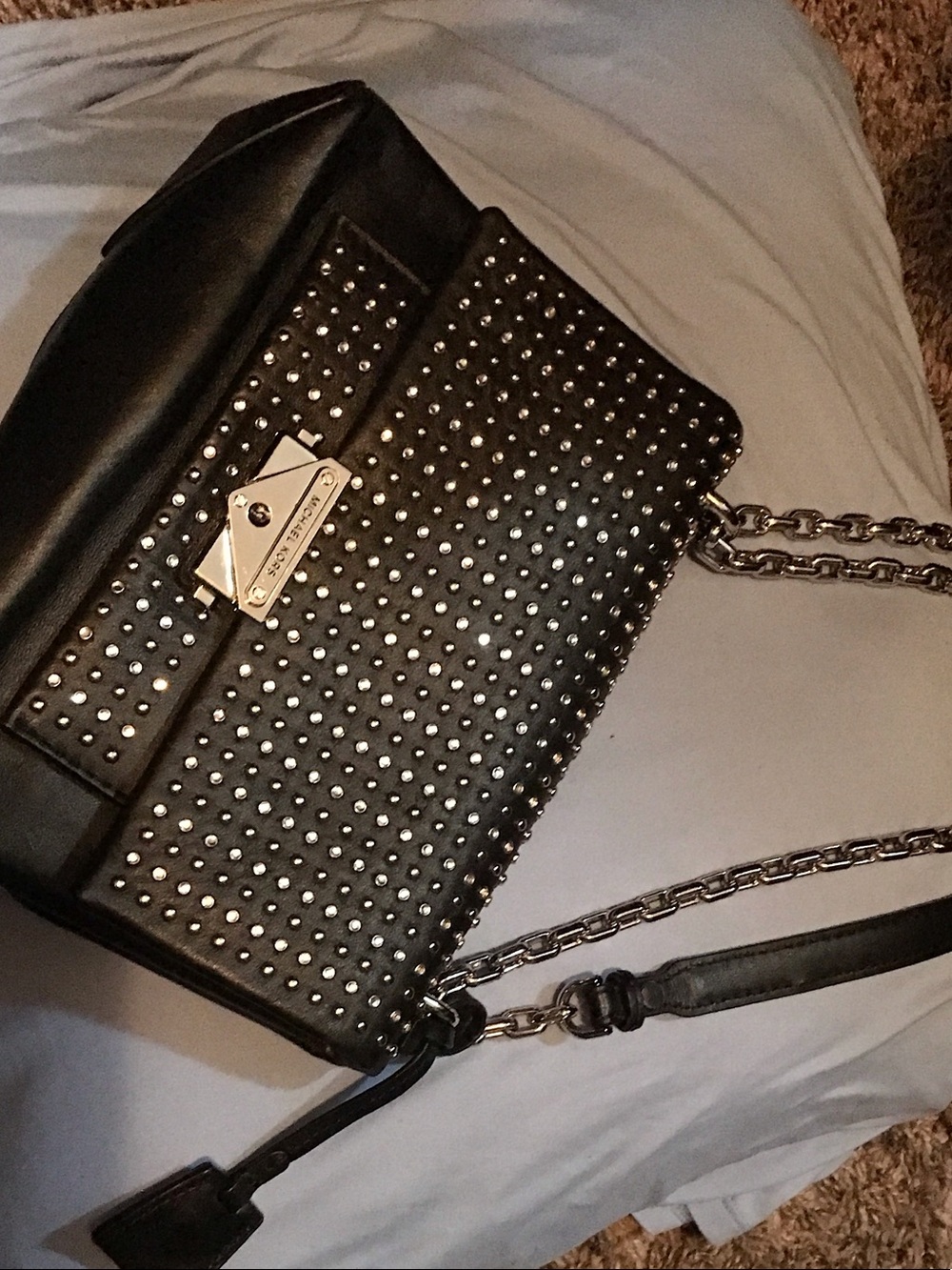 Michael Kors Black Studded Crossbody with Chain Strap